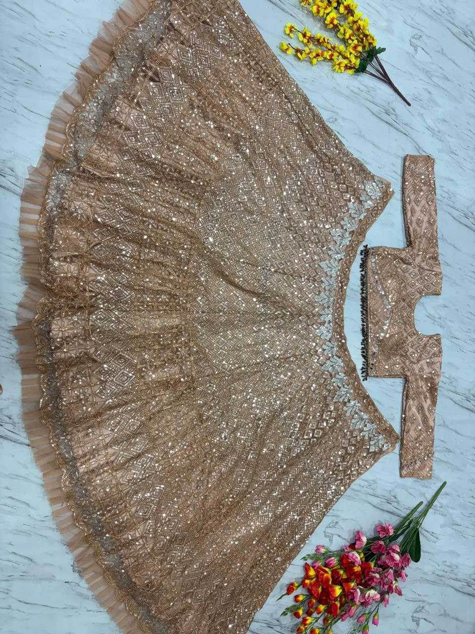 Butterfly Net Zari Work Sequins Lehenga - MYLUXURY LANE ENTERPRISE